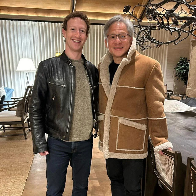 Hai ông lớn công nghệ Mark Zuckerberg và Jensen Huang đổi phong cách