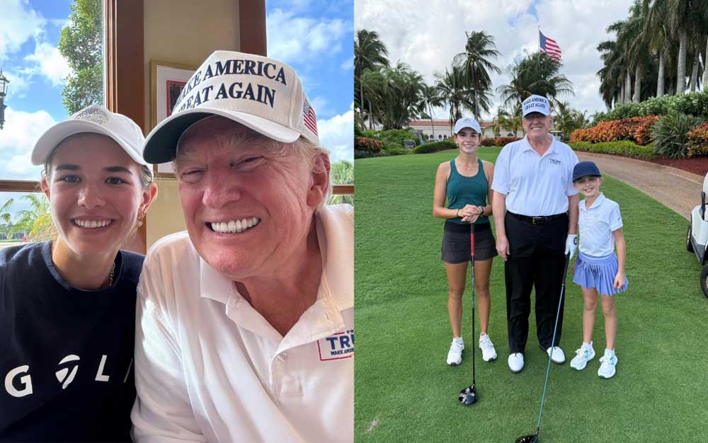 Kai Trump vui vẻ chơi golf cùng ông Donald Trump sau chiến thắng bầu cử