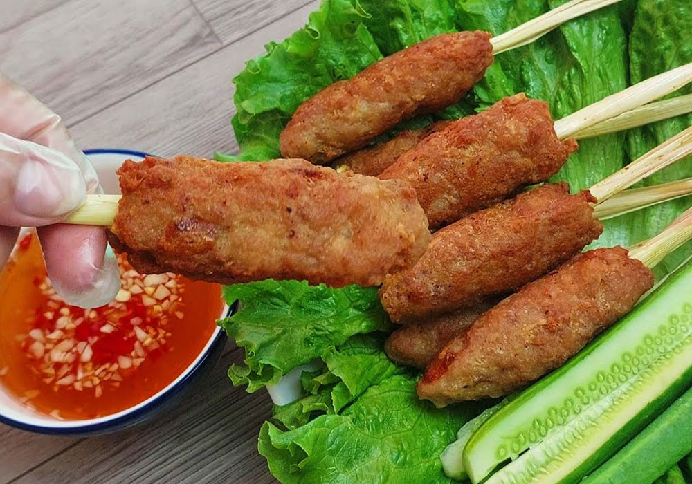 Hướng dẫn cách làm Chạo thịt bọc sả chiên