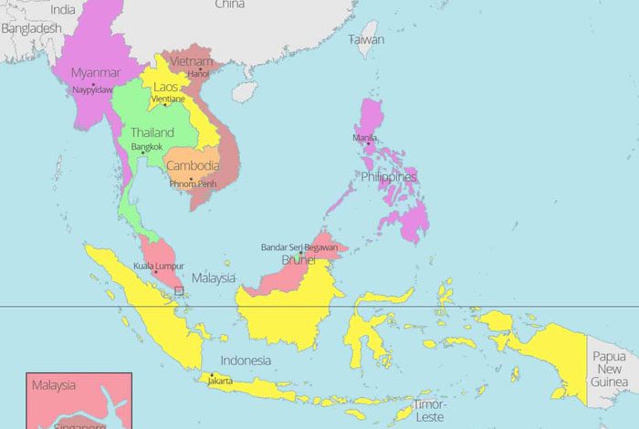 Khu vực Đông Nam Á nằm ở đâu?