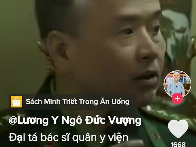 Hình ảnh trong video nhân vật tự xưng là bác sĩ viện 108, bị lãnh đạo bệnh viện công khai bác bỏ và nói rõ "đã dùng ảnh bác sĩ thật ghép vào tên giả"