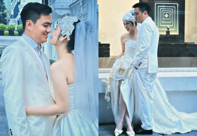Nông Thúy Hằng rạng rỡ trong bộ ảnh cưới trên phố Hà Nội